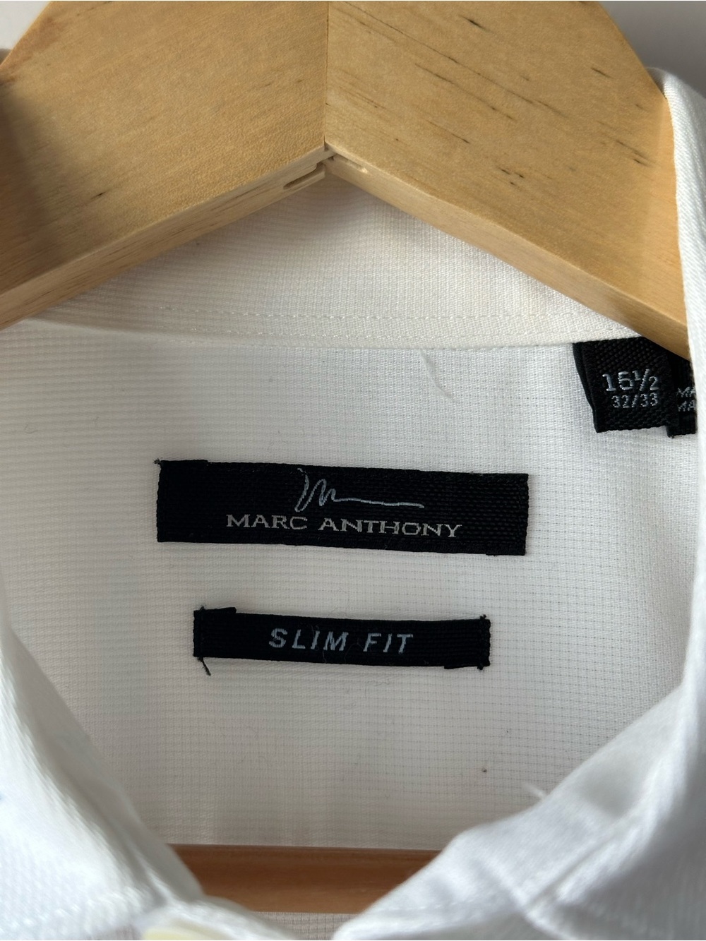 Marc Anthony Slim Fit White Dress Shirt with Black Labels